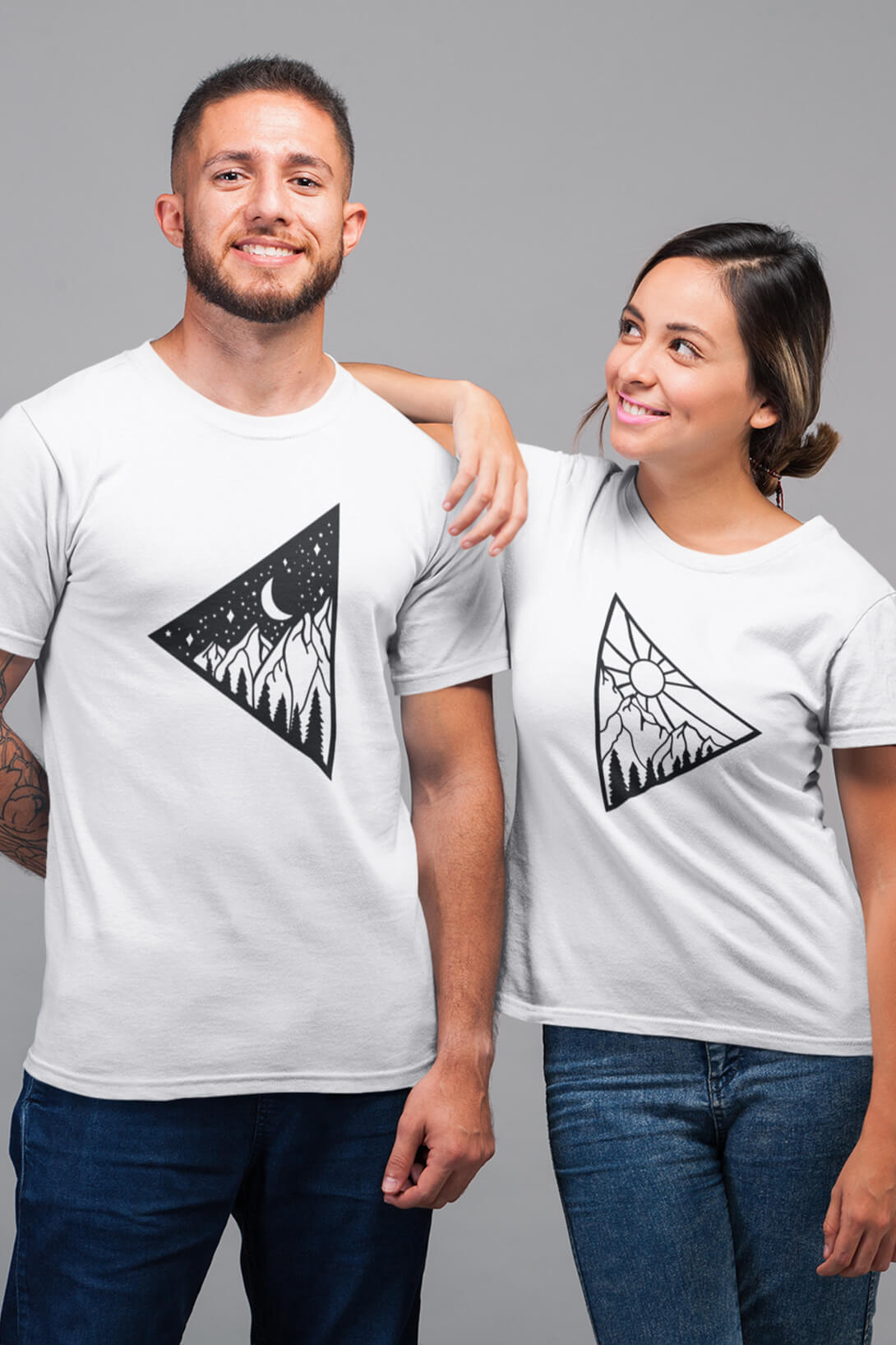 Trička pro páry Den a noc Barva: Bílá, Dámska velikost: L, Pánska velikost: M