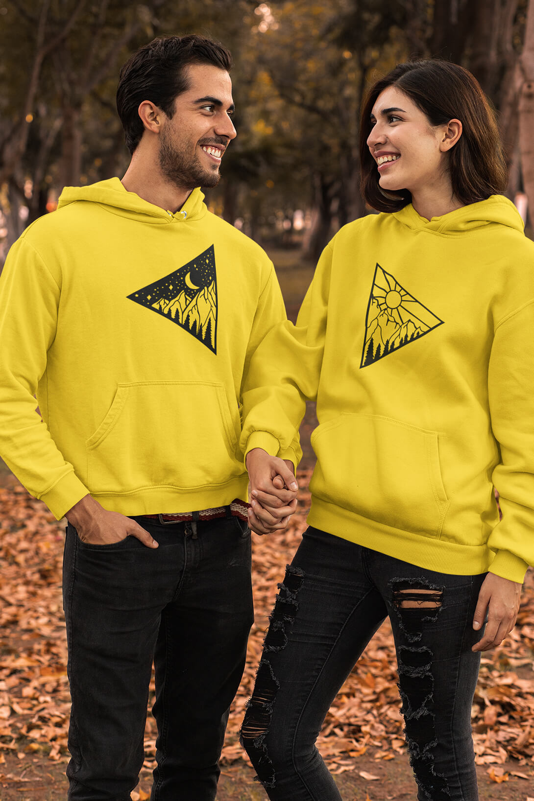 Mikiny pro páry Den a noc Barva: Žlutá, Dámska velikost: XS, Pánska velikost: S