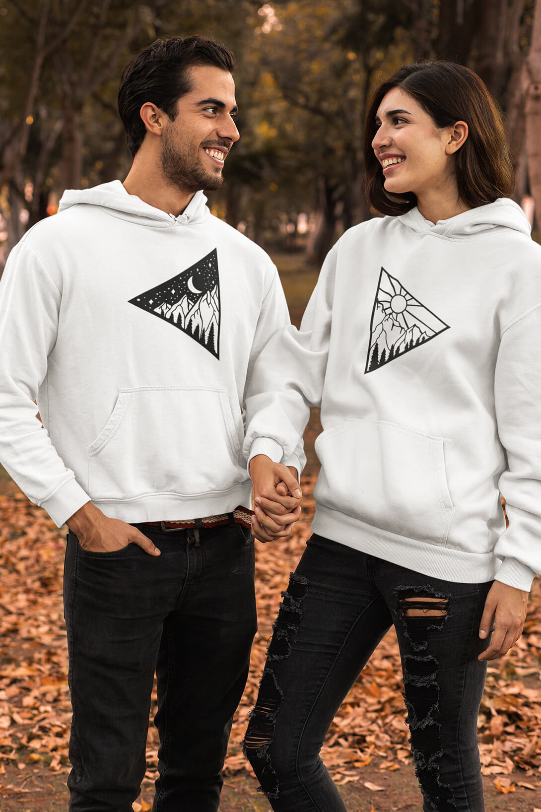 Mikiny pro páry Den a noc Barva: Bílá, Dámska velikost: XL, Pánska velikost: 3XL