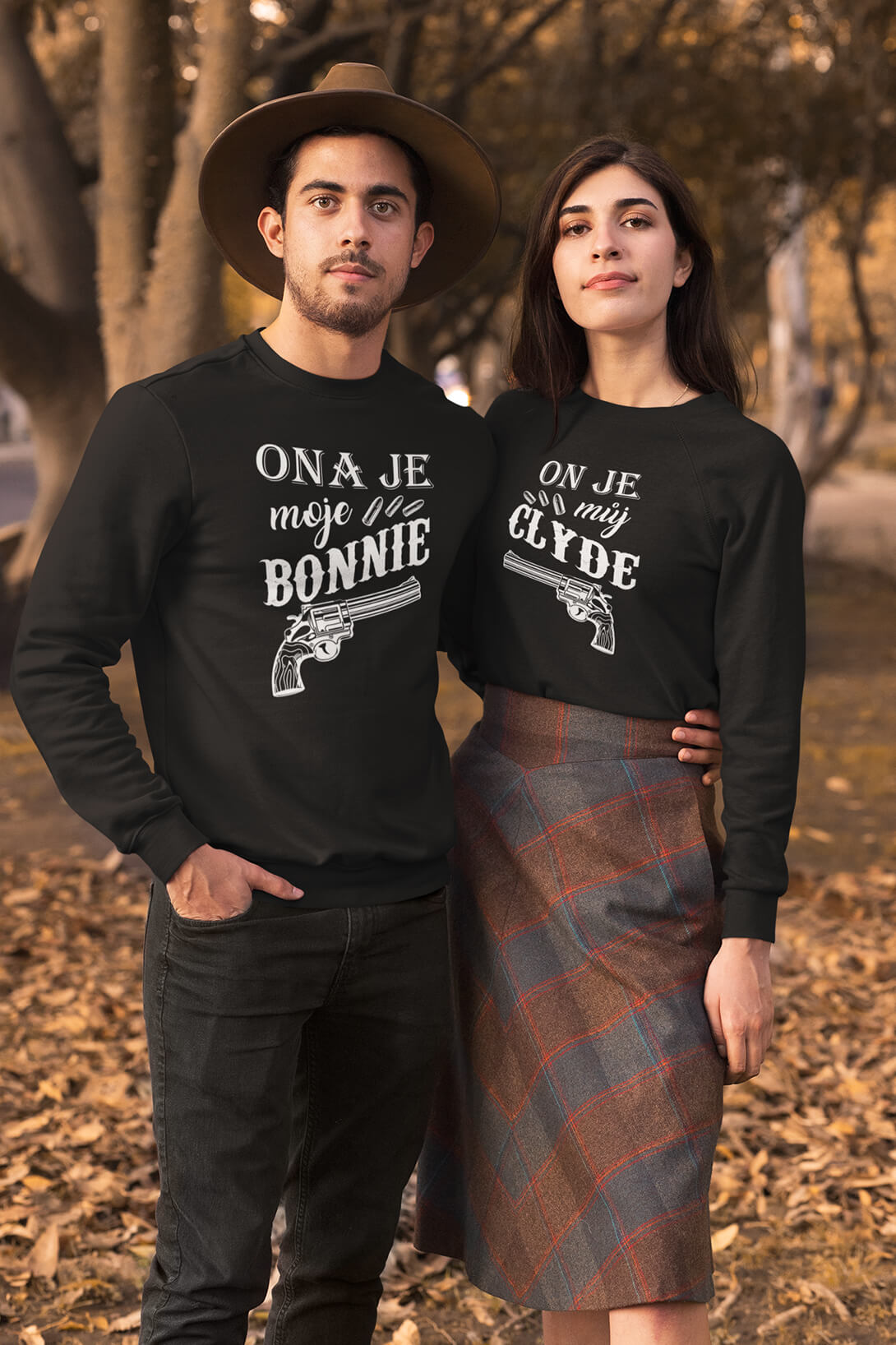 Unisex mikiny pro páry Bonnie a Clyde Barva: Černá, Dámska velikost: M, Pánska velikost: XS