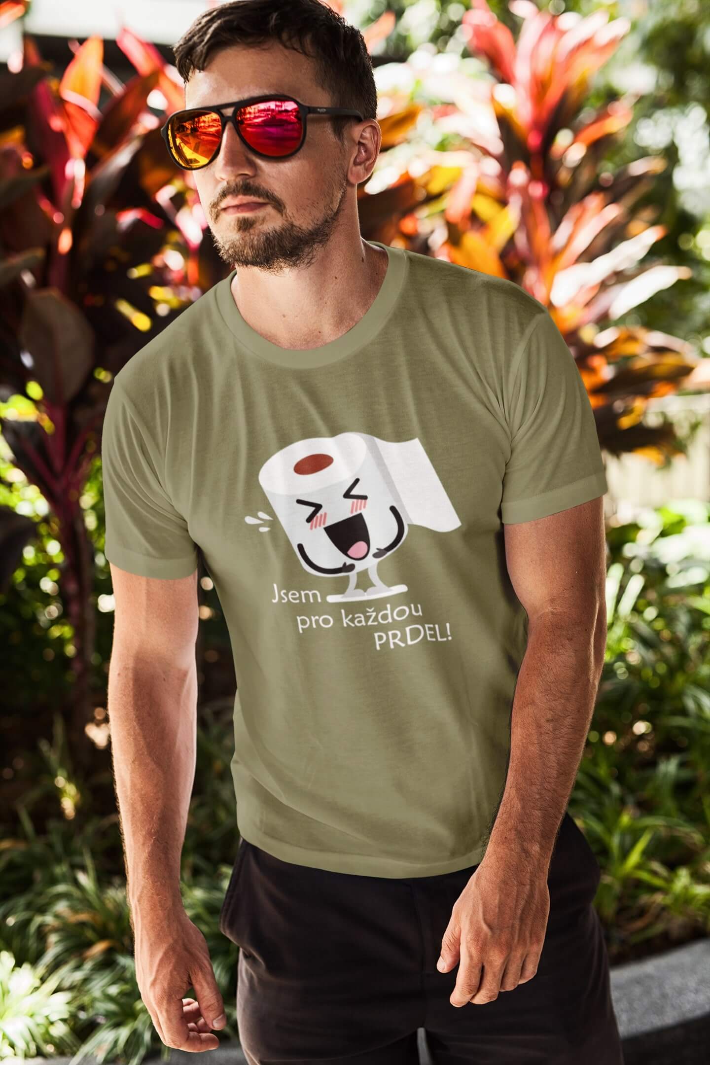Pánské tričko Jsem pro každou prdel Barva: Svetlá khaki, Velikost: 2XL