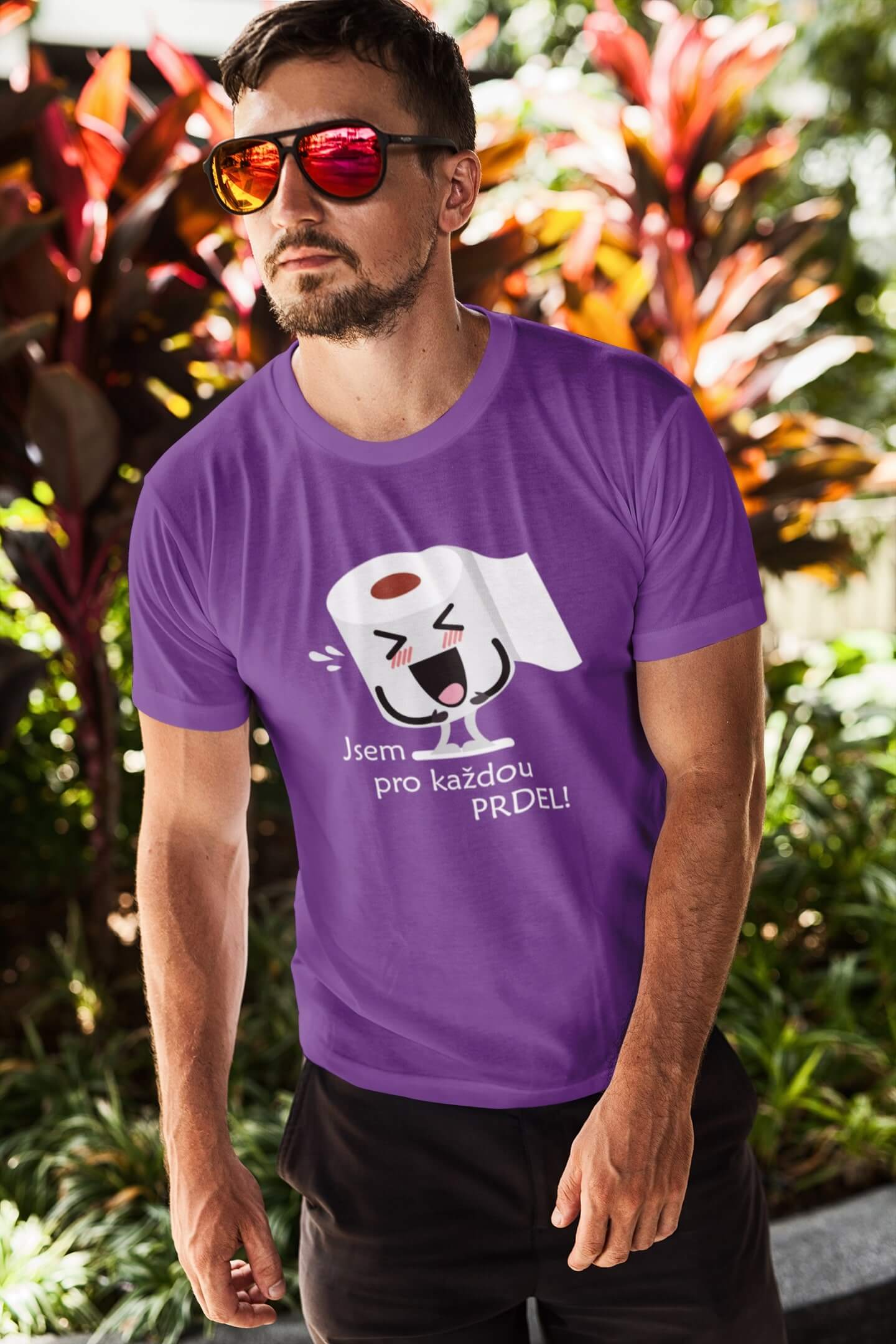 Pánské tričko Jsem pro každou prdel Barva: Fialová, Velikost: L