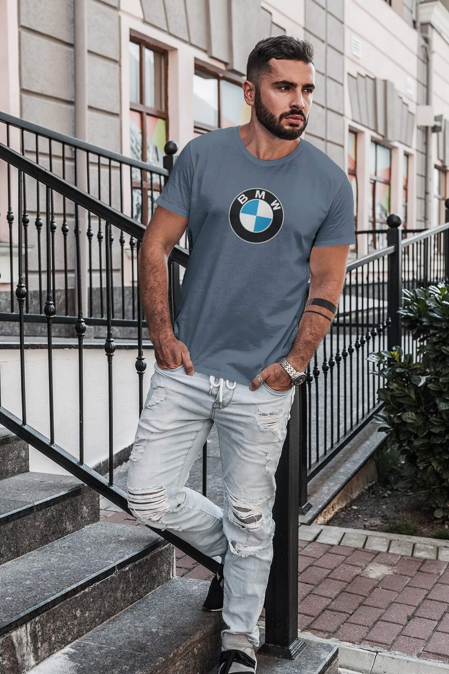 Pánské tričko s logem auta BMW Barva: Denim, Velikost: XL