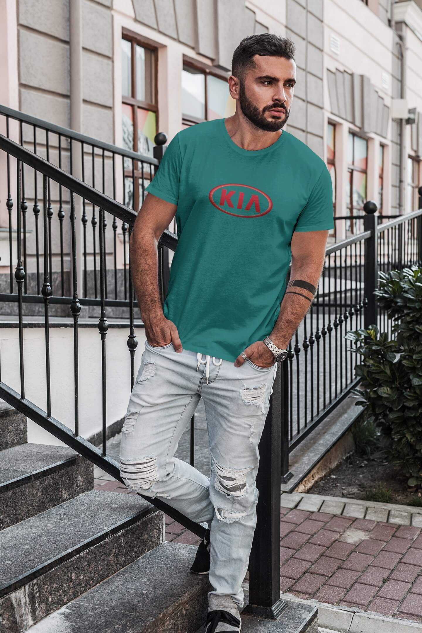 Pánské tričko s logem auta Kia Barva: Smaragdově zelená, Velikost: L