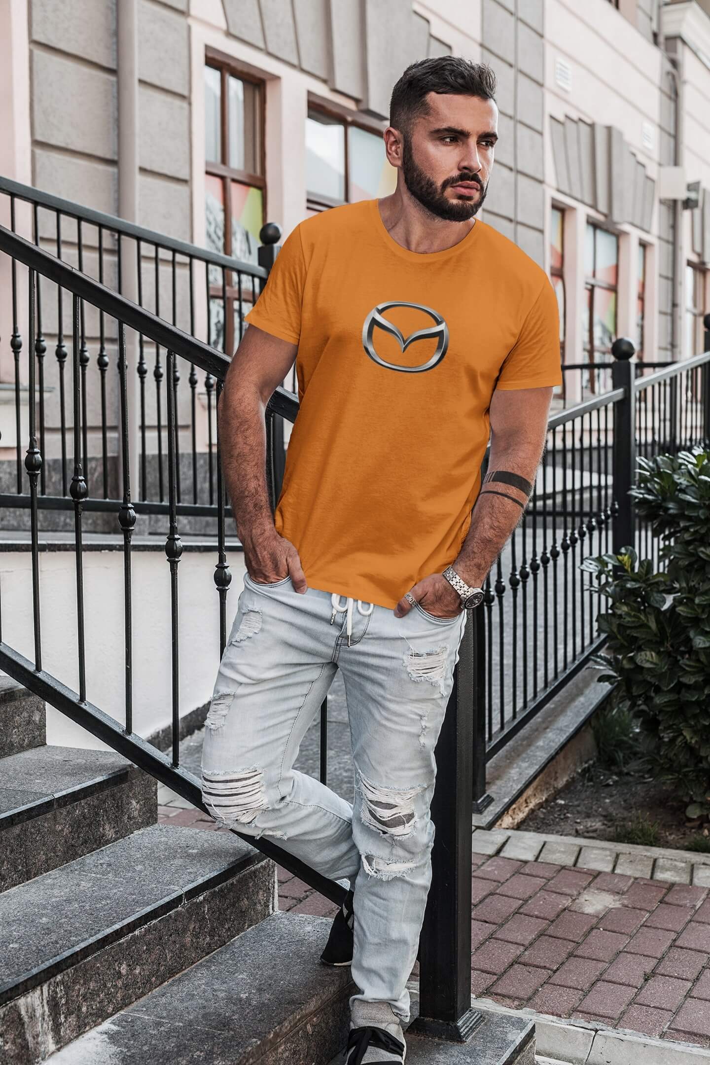 Pánské tričko s logem auta Mazda Barva: Mandarínková oranžová, Velikost: 2XL