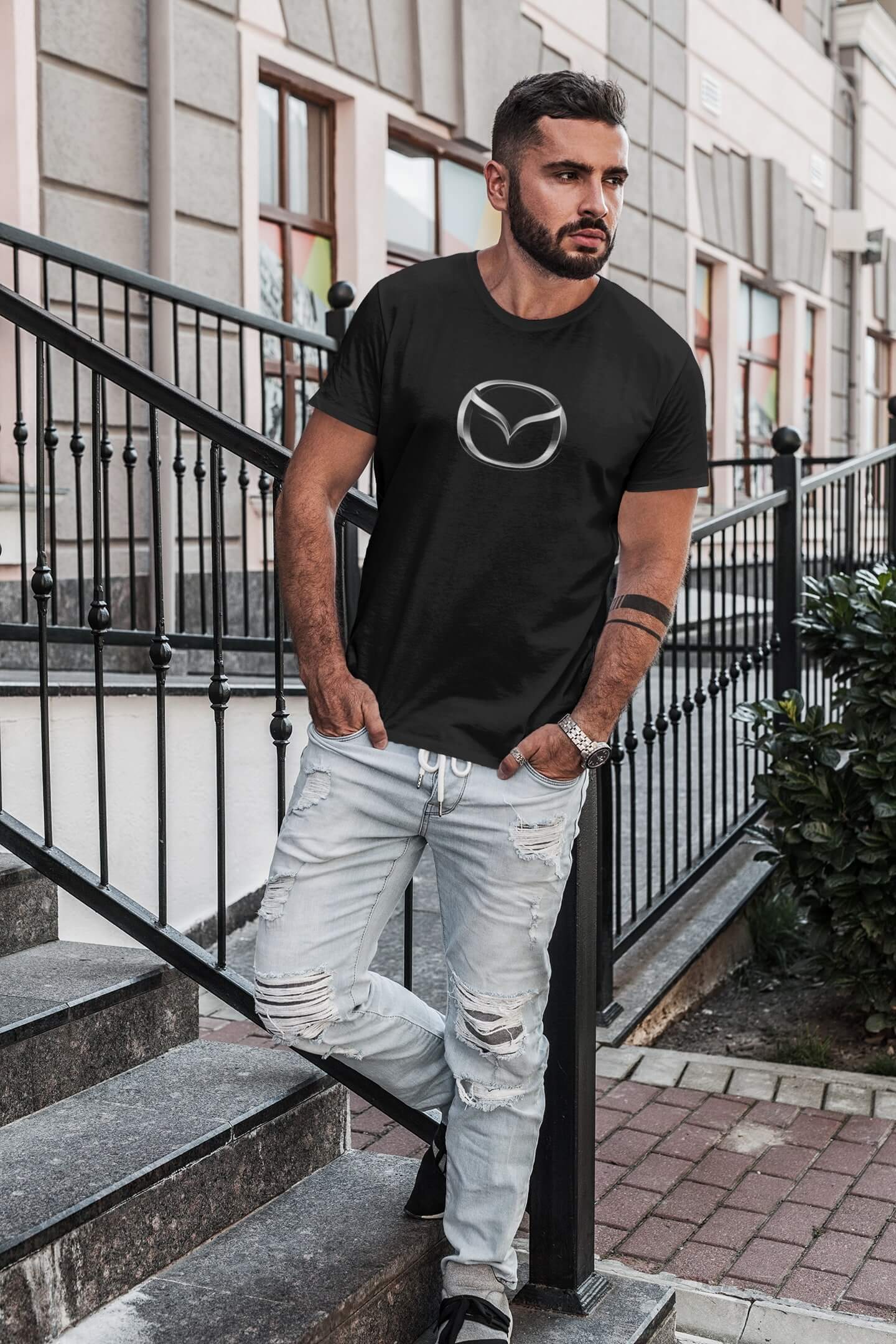 Pánské tričko s logem auta Mazda Barva: Černá, Velikost: 2XL