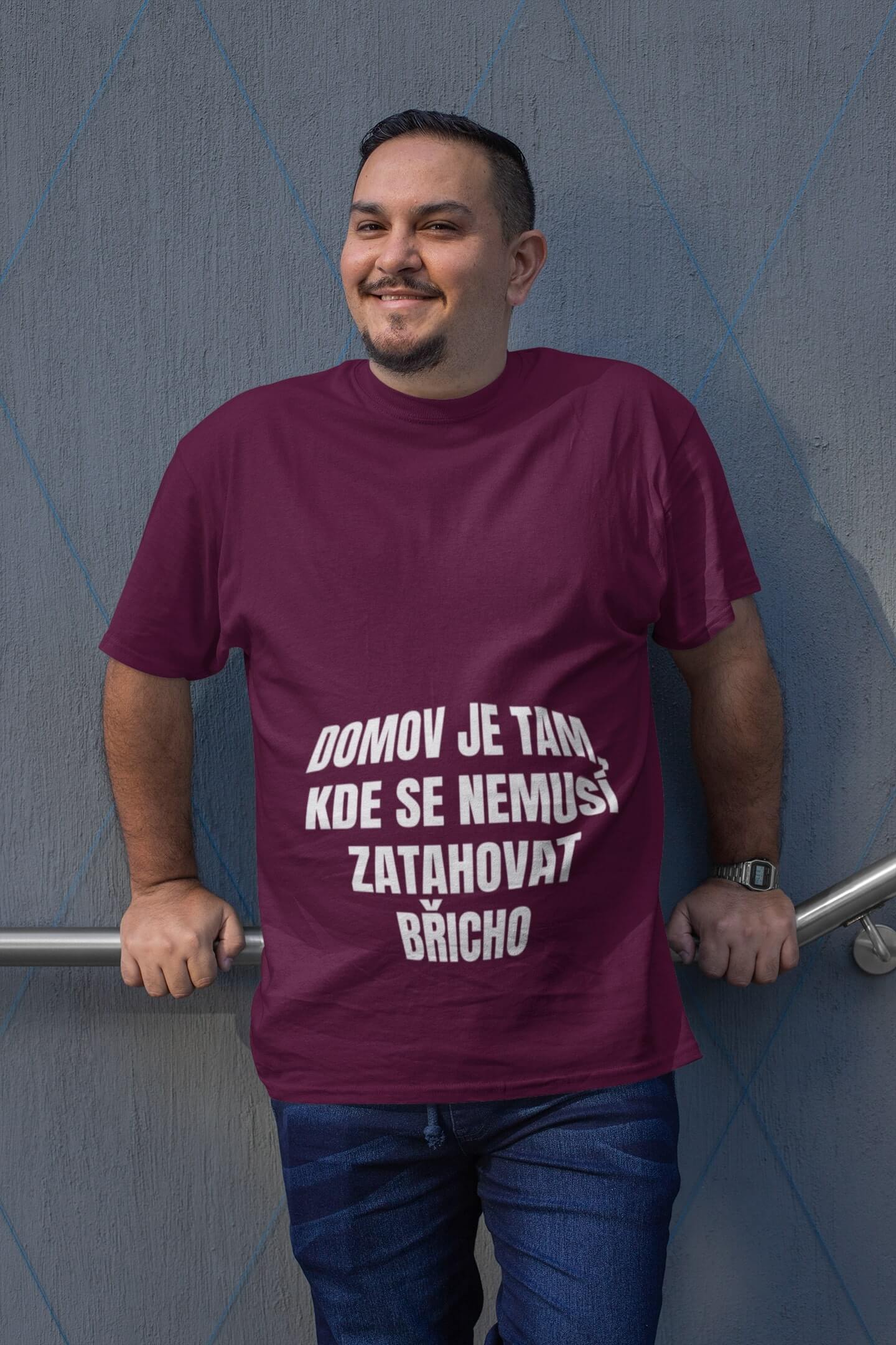 Pánské tričko Zatahovat břicho Barva: Fuchsiová, Velikost: 2XL