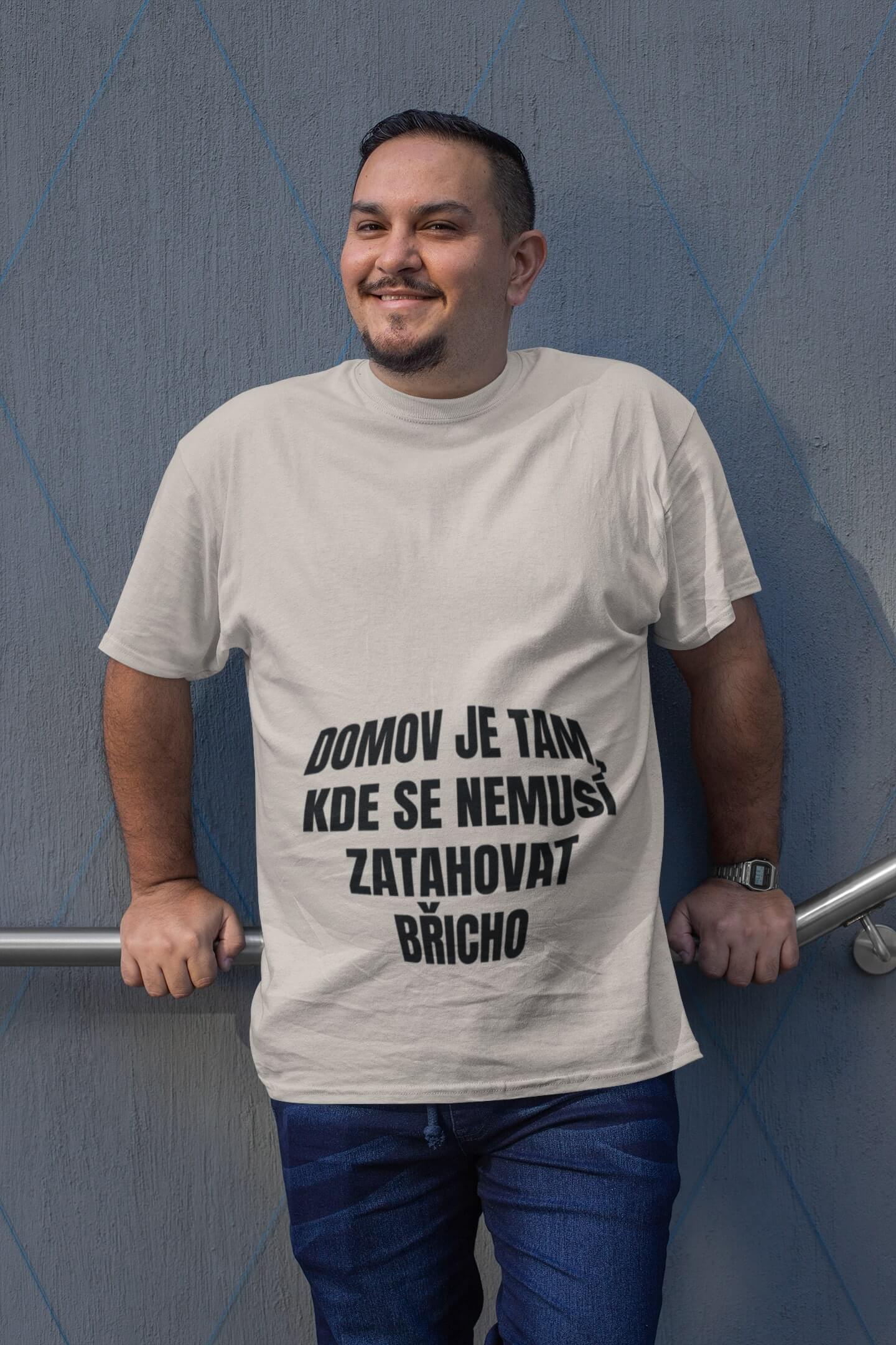 Pánské tričko Zatahovat břicho Barva: Ledově šedá, Velikost: M