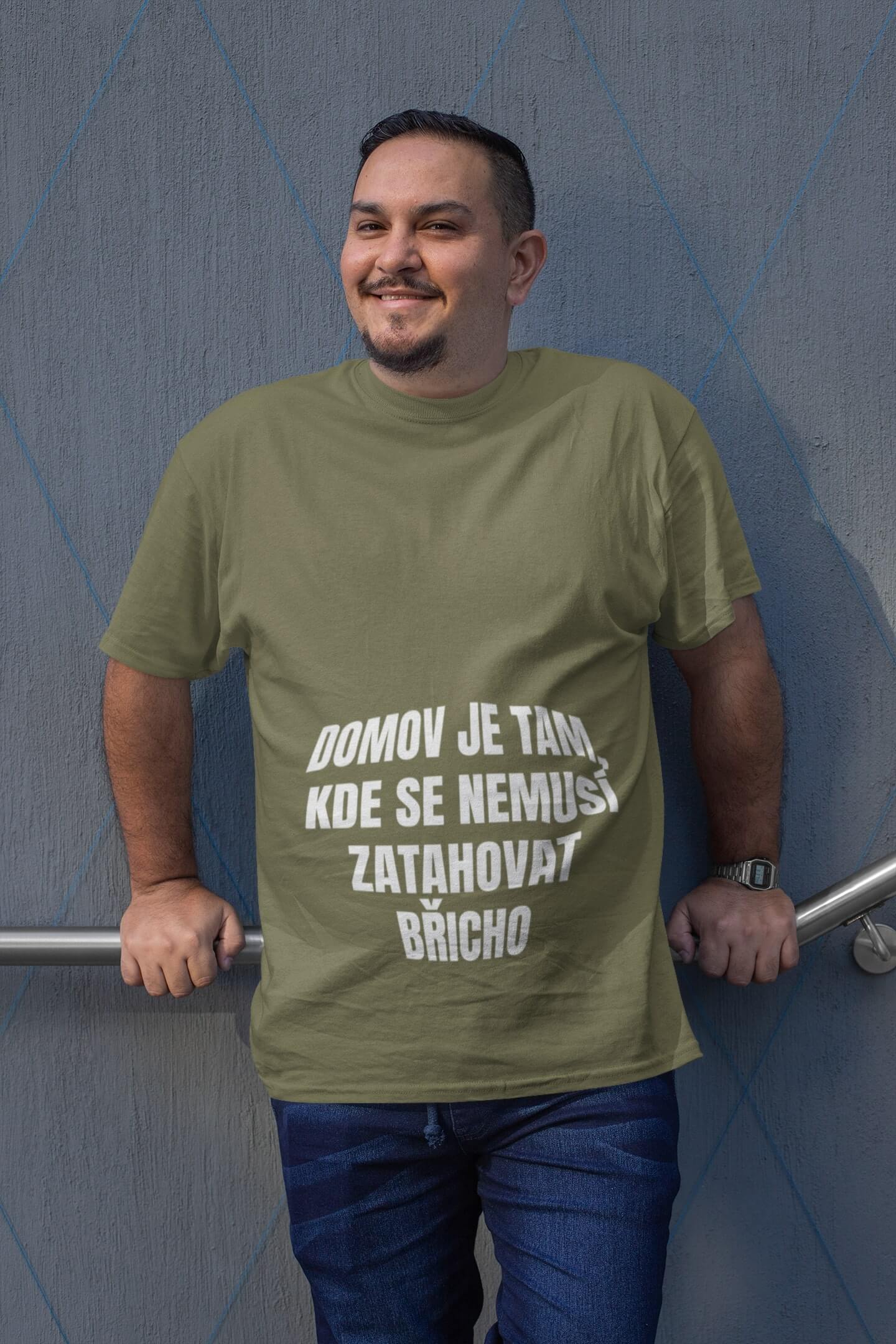 Pánské tričko Zatahovat břicho Barva: Svetlá khaki, Velikost: M