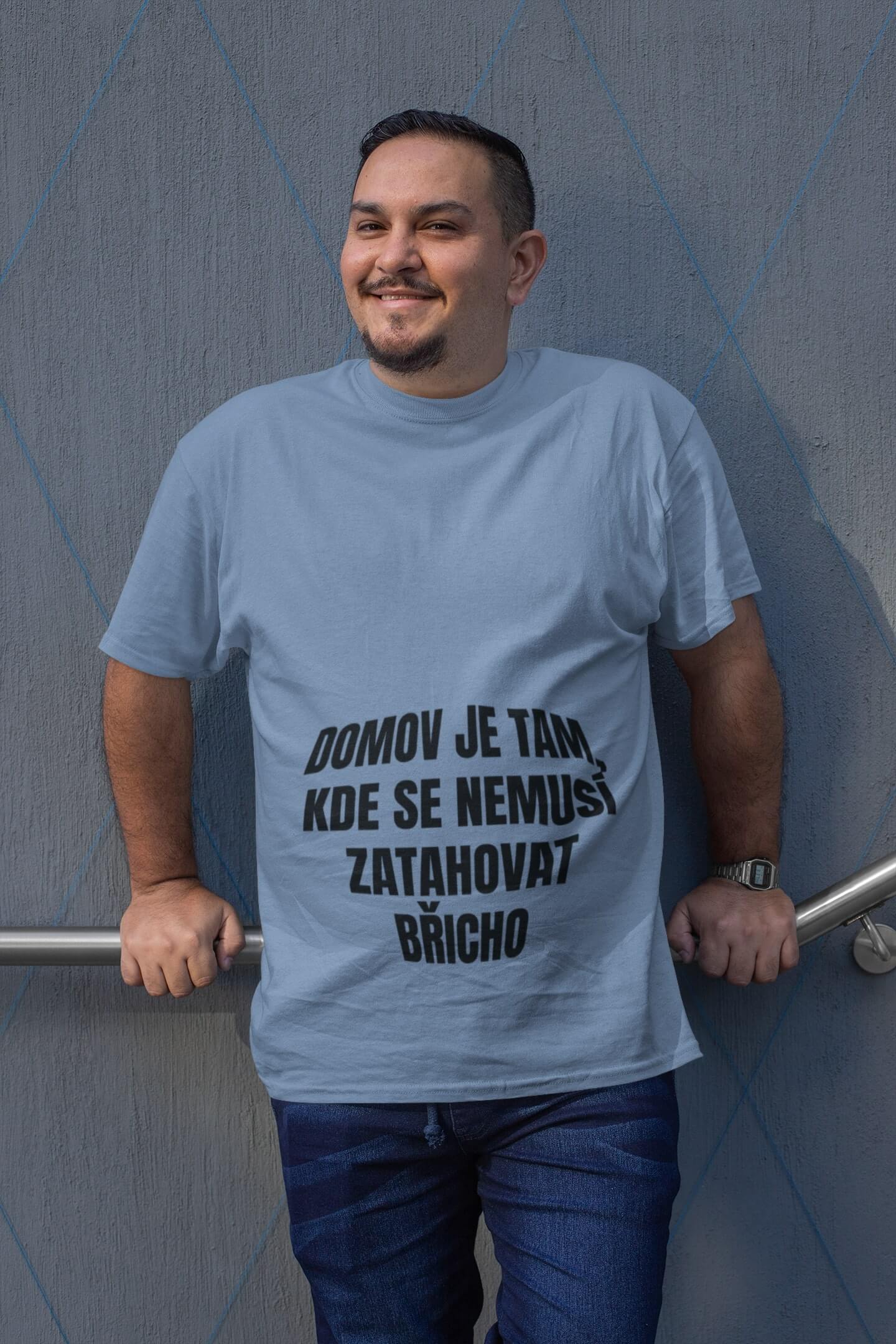 Pánské tričko Zatahovat břicho Barva: Nebeská modrá, Velikost: XL