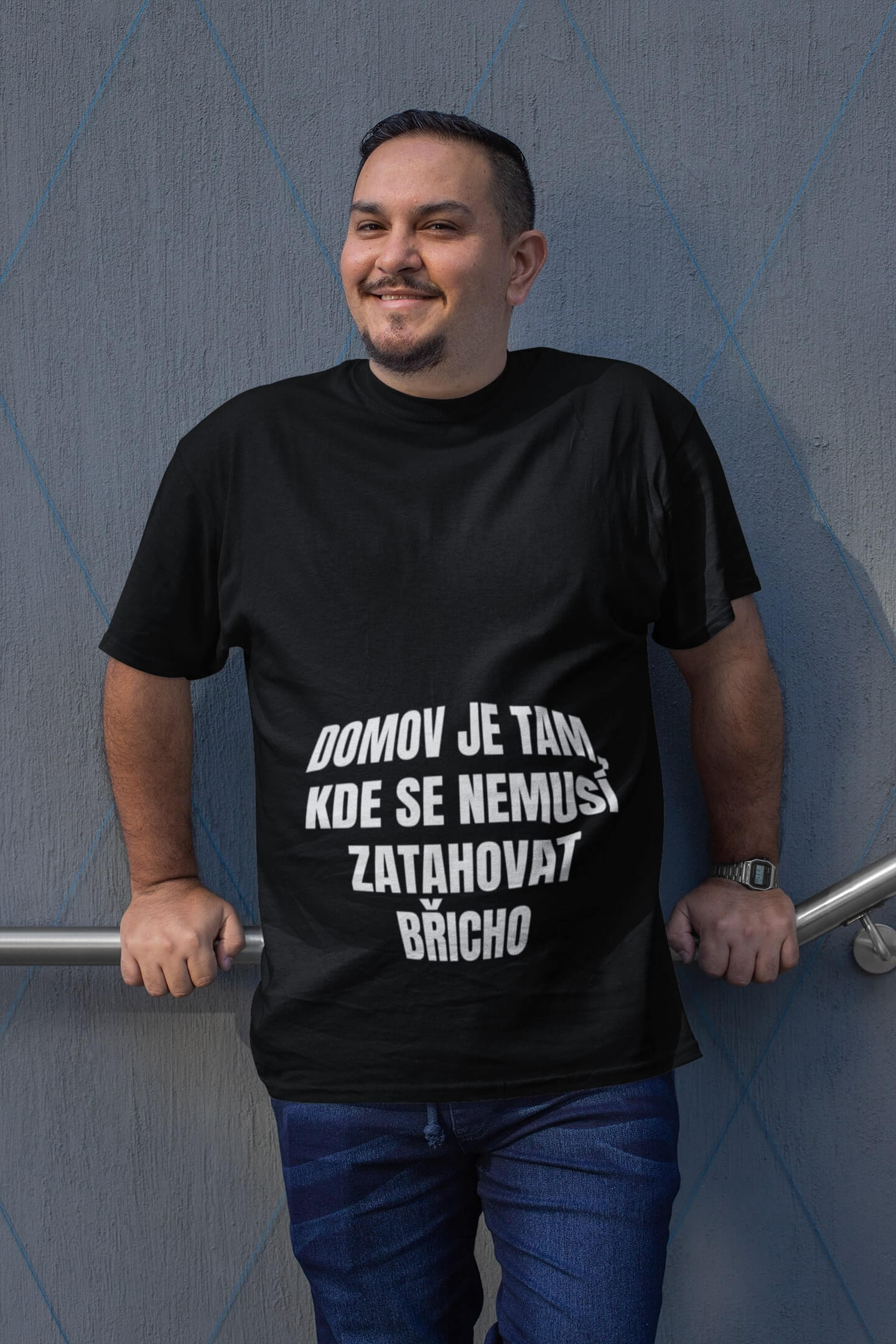 Pánské tričko Zatahovat břicho Barva: Černá, Velikost: L