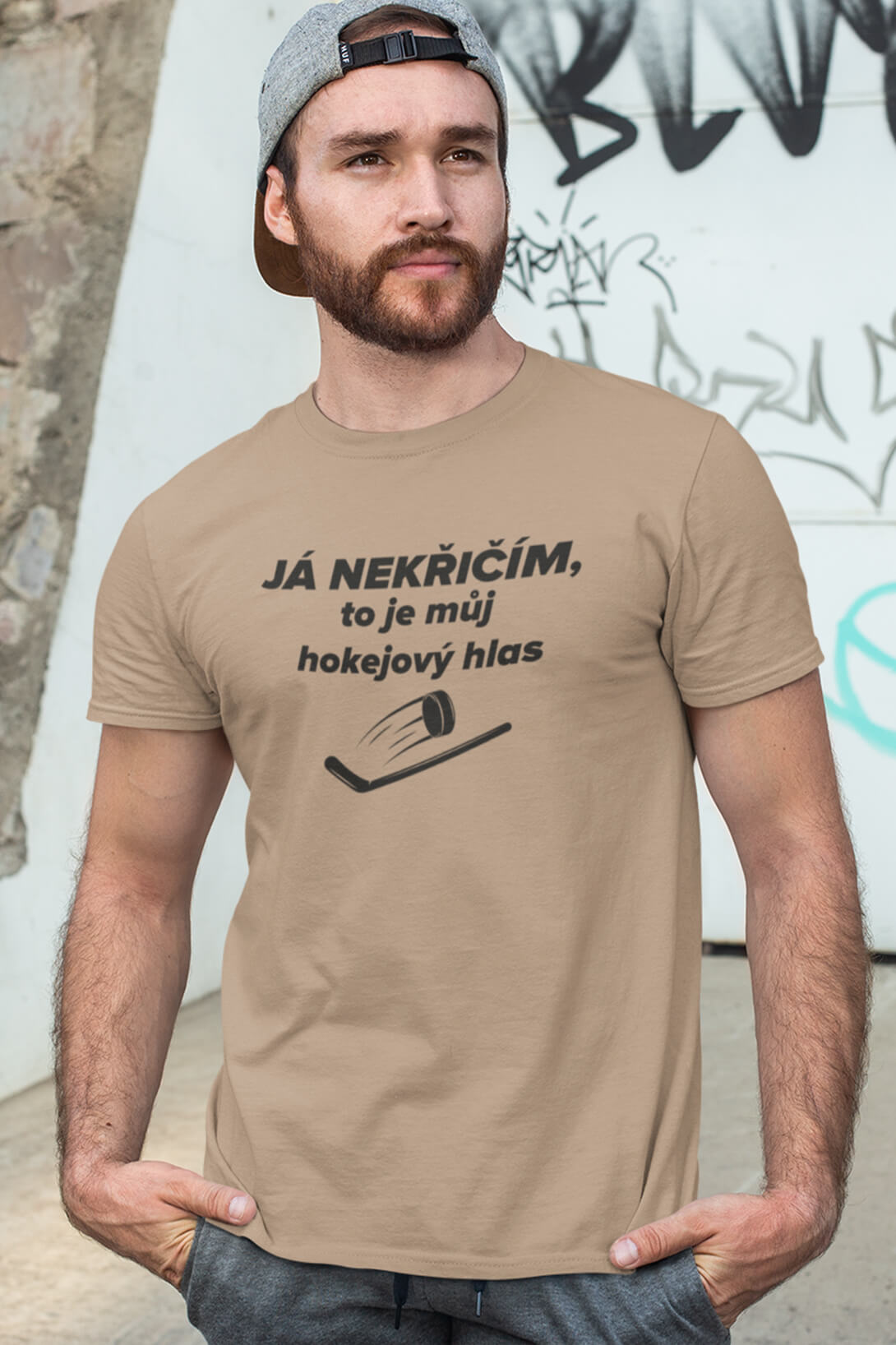 Pánské tričko Hokejový hlas Barva: Písková, Velikost: S