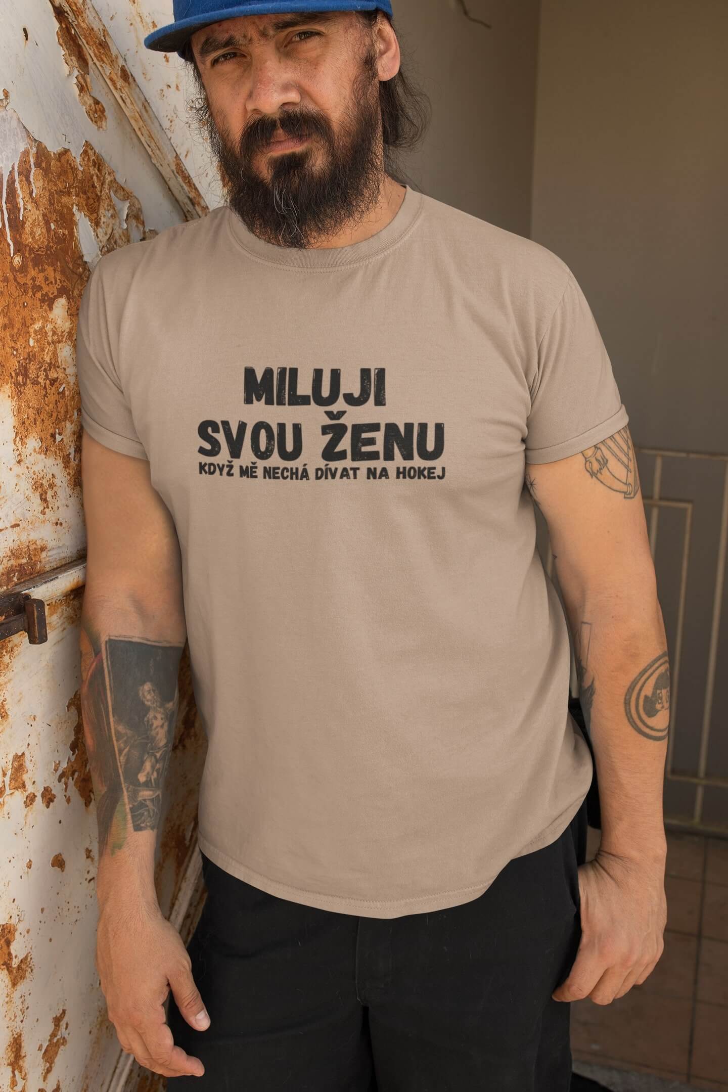 Pánské tričko Miluji svou ženu Barva: Písková, Velikost: XL