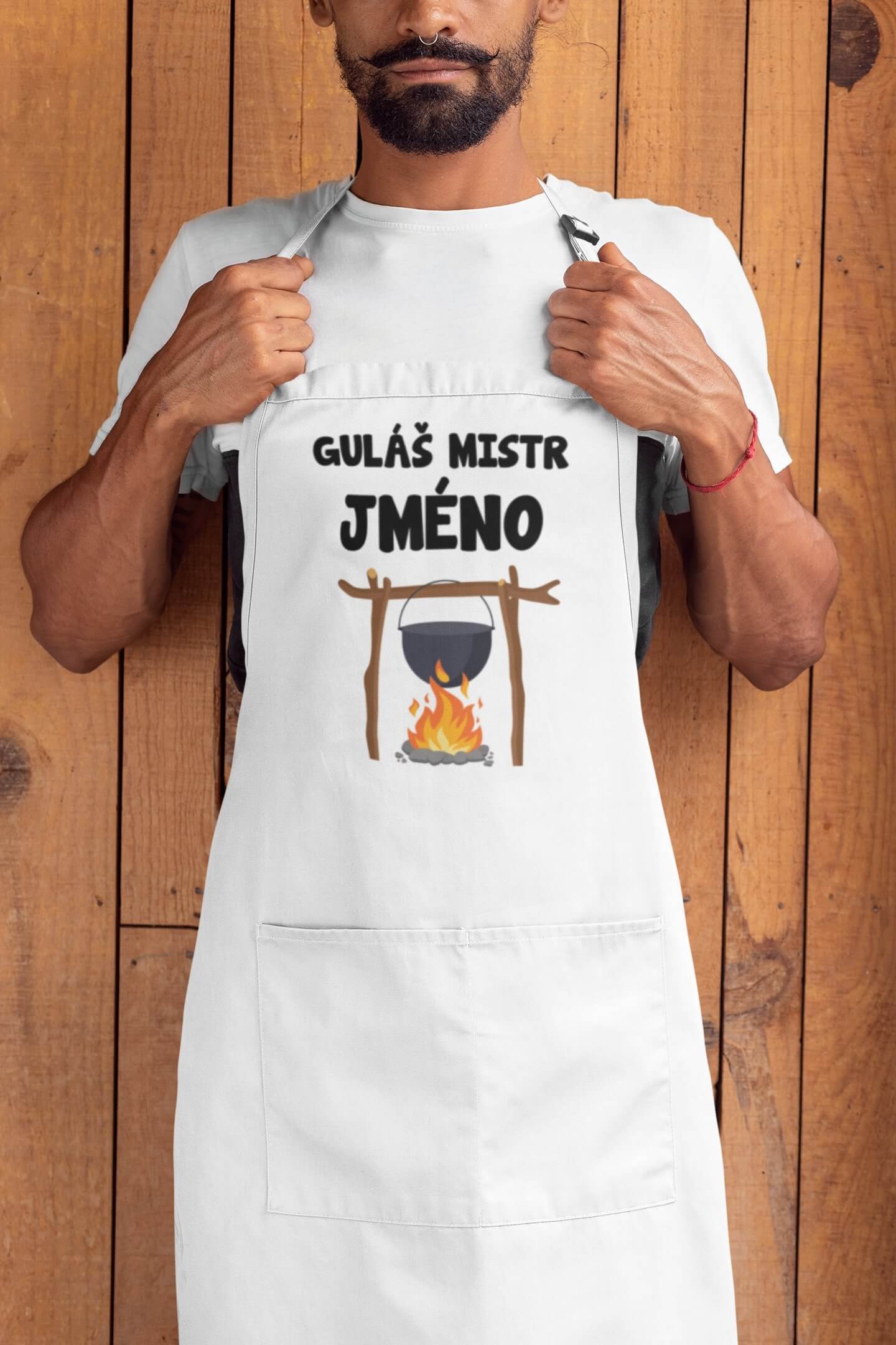 Zástěra - Guláš mistr s vlastním jménem Barva: Bíla
