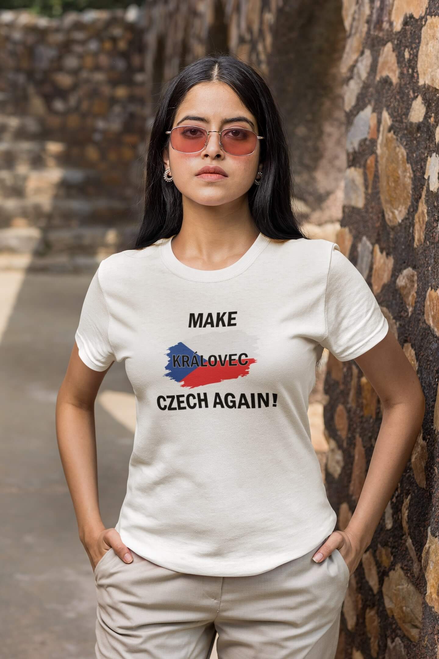 Dámské tričko Make Královec czech again Barva: Bíla, Velikost: 3XL