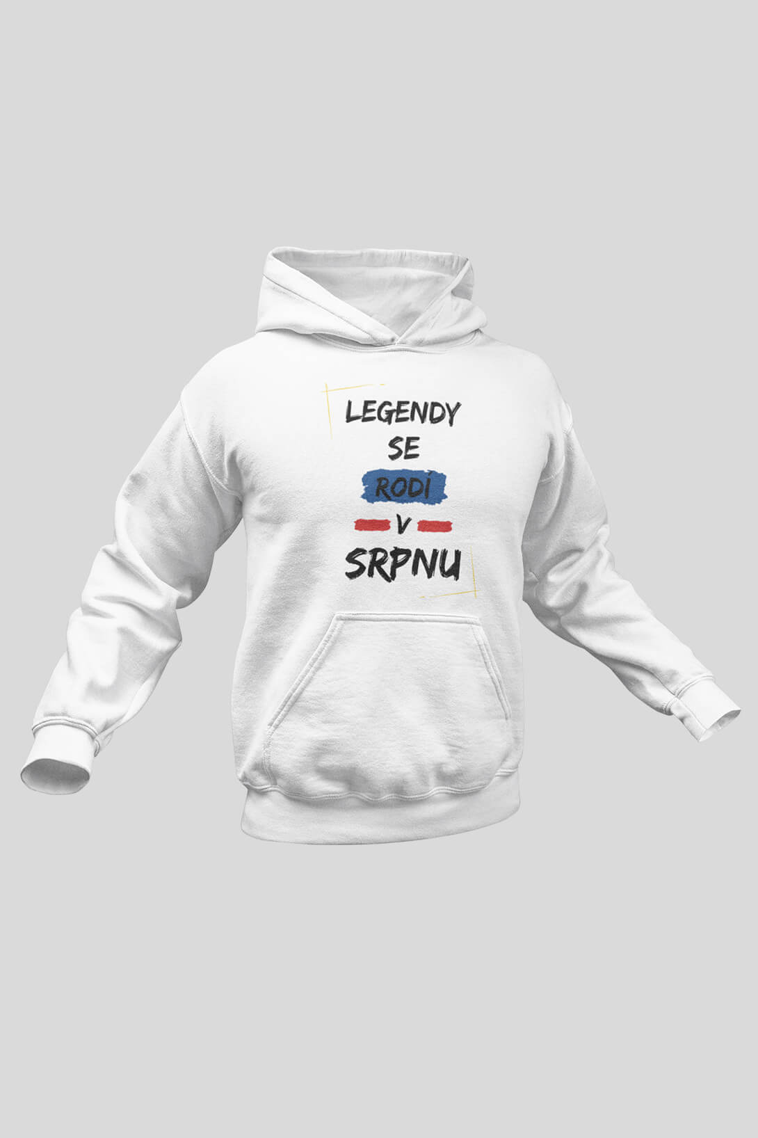 Pánská mikina Legendy se rodí v srpnu Barva: Bíla, Velikost: S