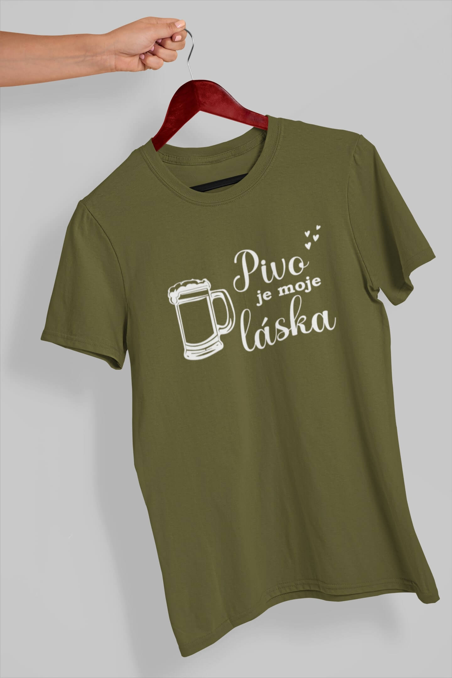 Pánské tričko Pivo je moje láska Barva: Khaki, Velikost: S