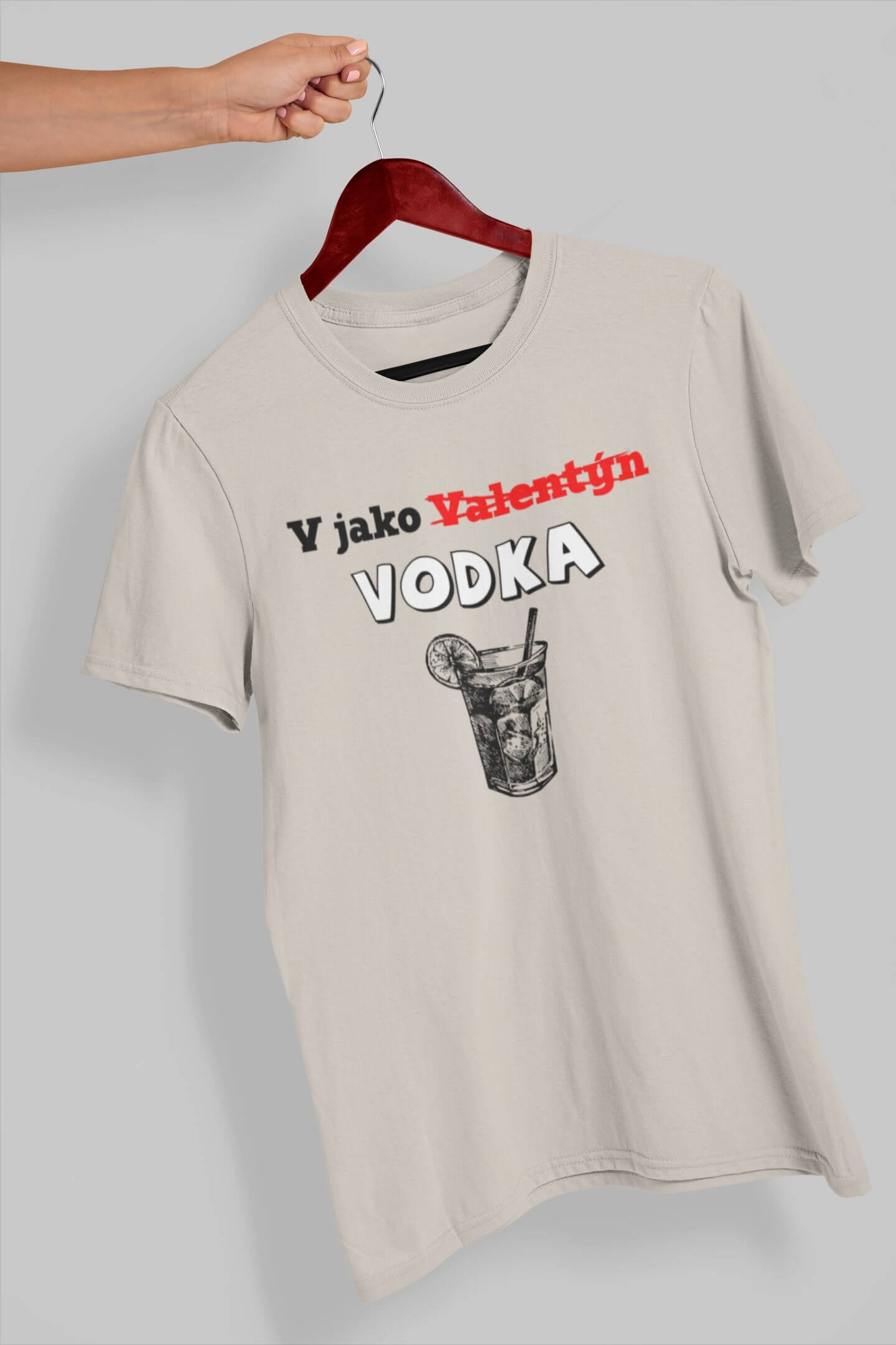 Pánské tričko V jako Vodka Barva: Ledově šedá, Velikost: L