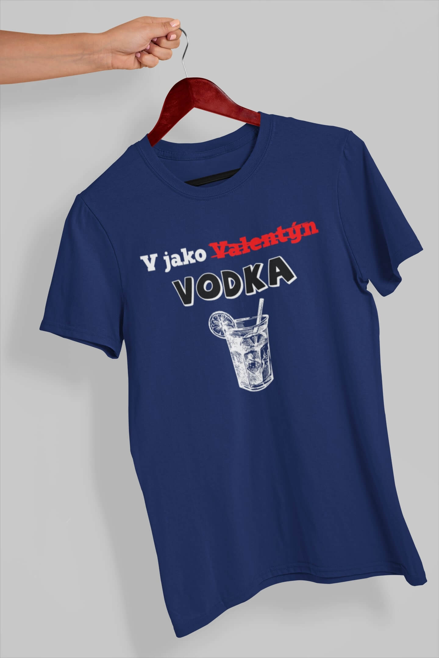 Pánské tričko V jako Vodka Barva: Půlnoční modrá, Velikost: XL