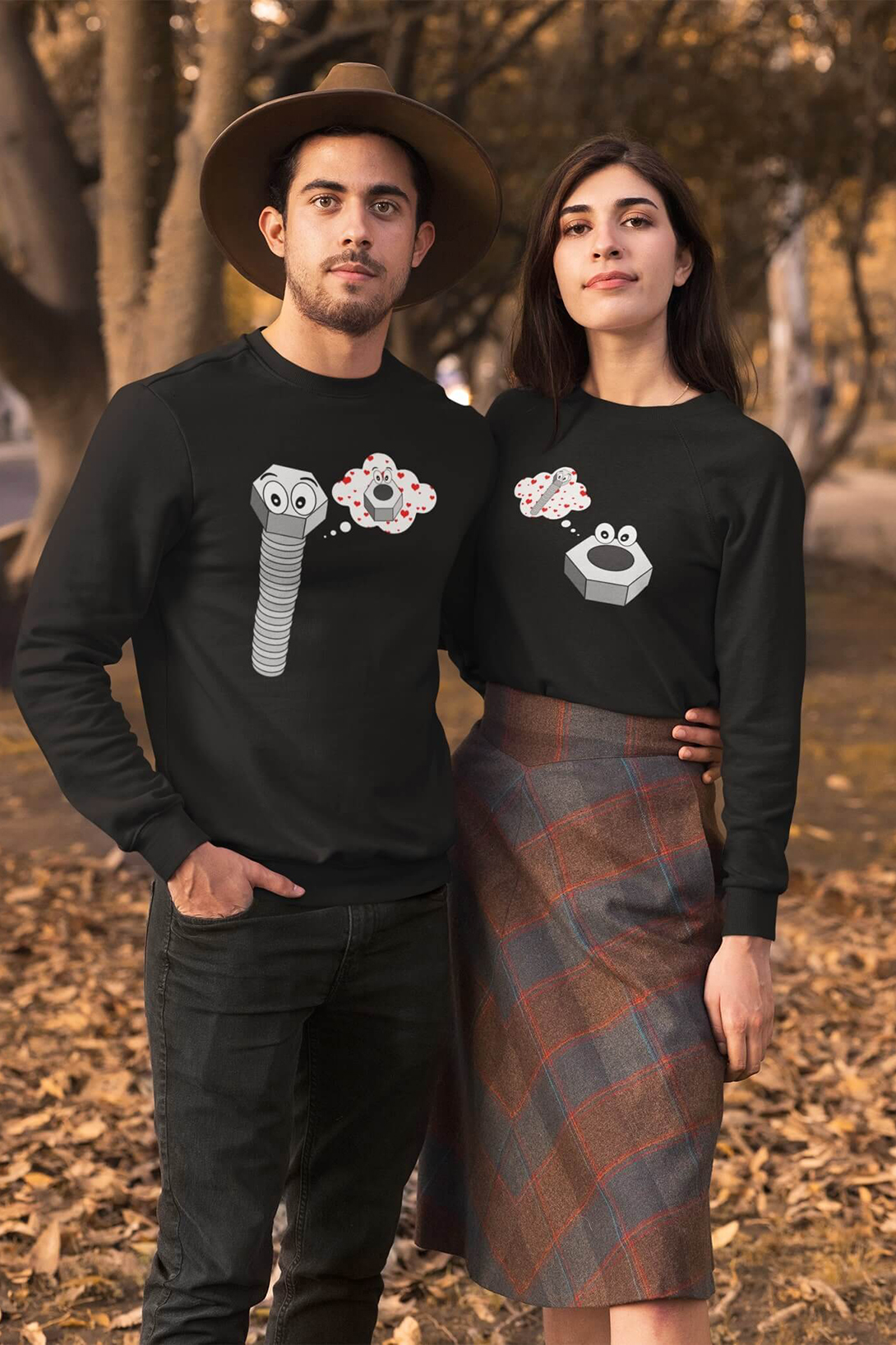 Unisex mikiny pro páry Matice a šroub