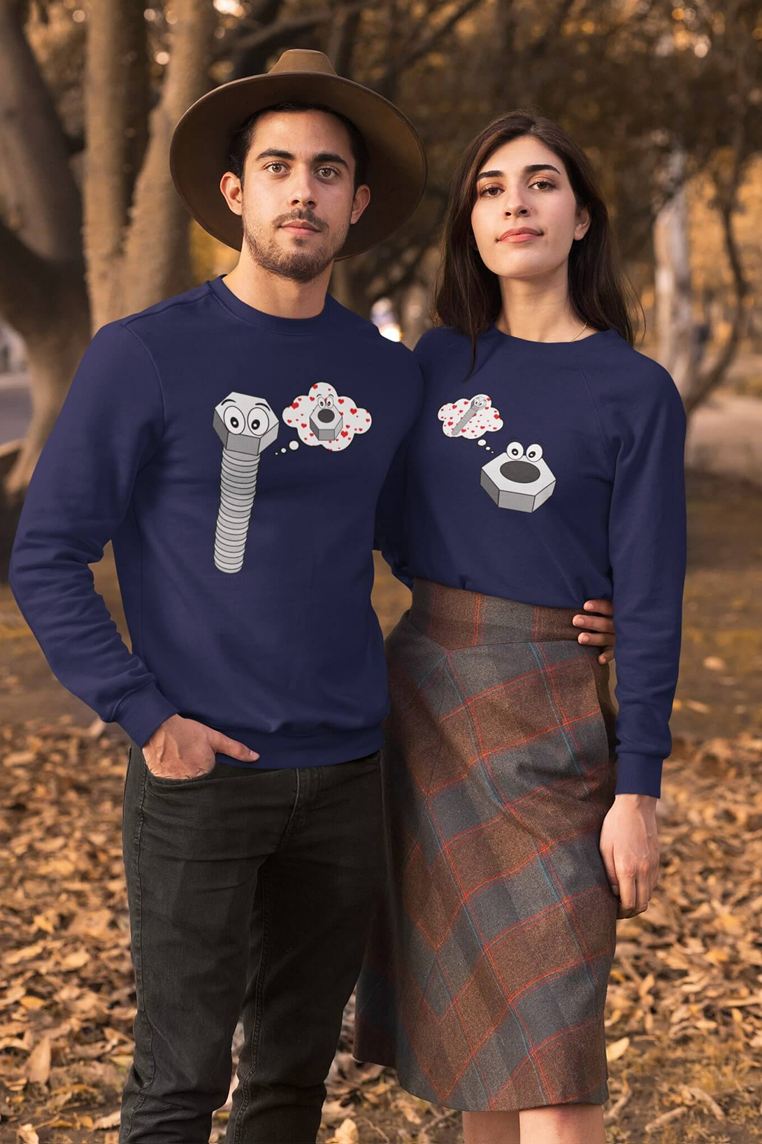 Unisex mikiny pro páry Matice a šroub