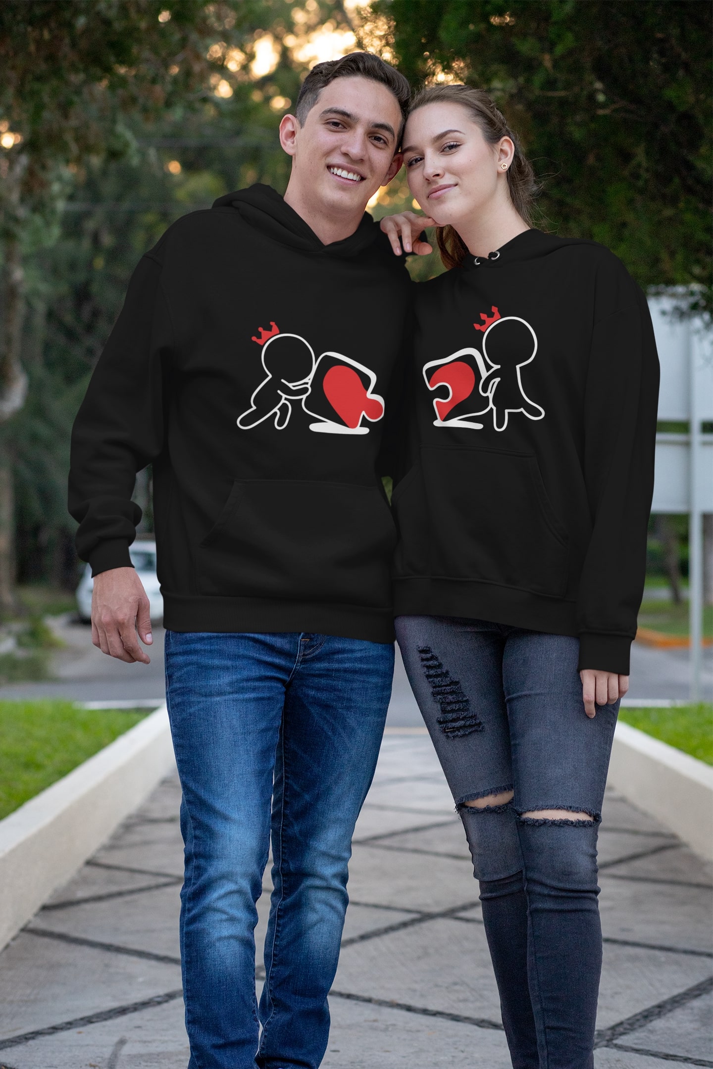 Mikiny pro páry Puzzle Barva: Černá, Dámska velikost: M, Pánska velikost: S