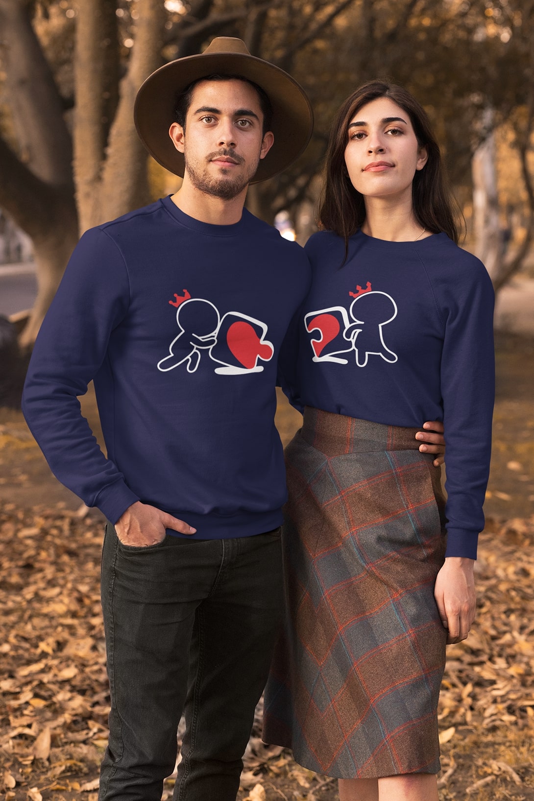 Unisex mikiny pro páry Puzzle Barva: Královská modrá, Dámska velikost: 2XL, Pánska velikost: 2XL