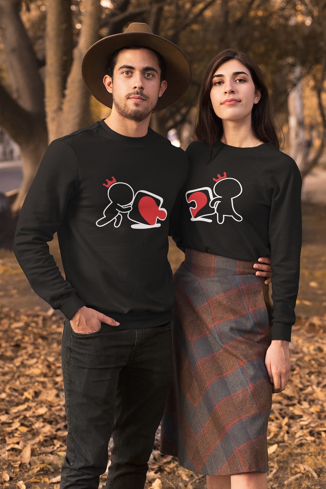 Unisex mikiny pro páry Puzzle Barva: Černá, Dámska velikost: S, Pánska velikost: 2XL