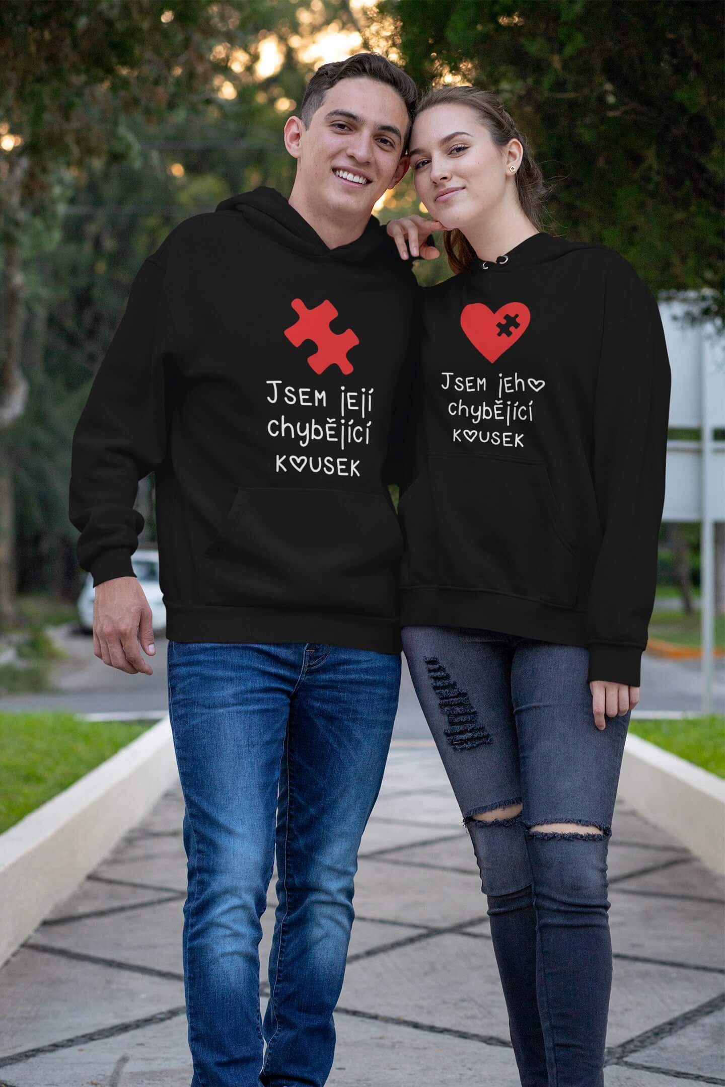 Mikiny pro páry Chybějíci kousek Barva: Černá, Dámska velikost: 2XL, Pánska velikost: 3XL