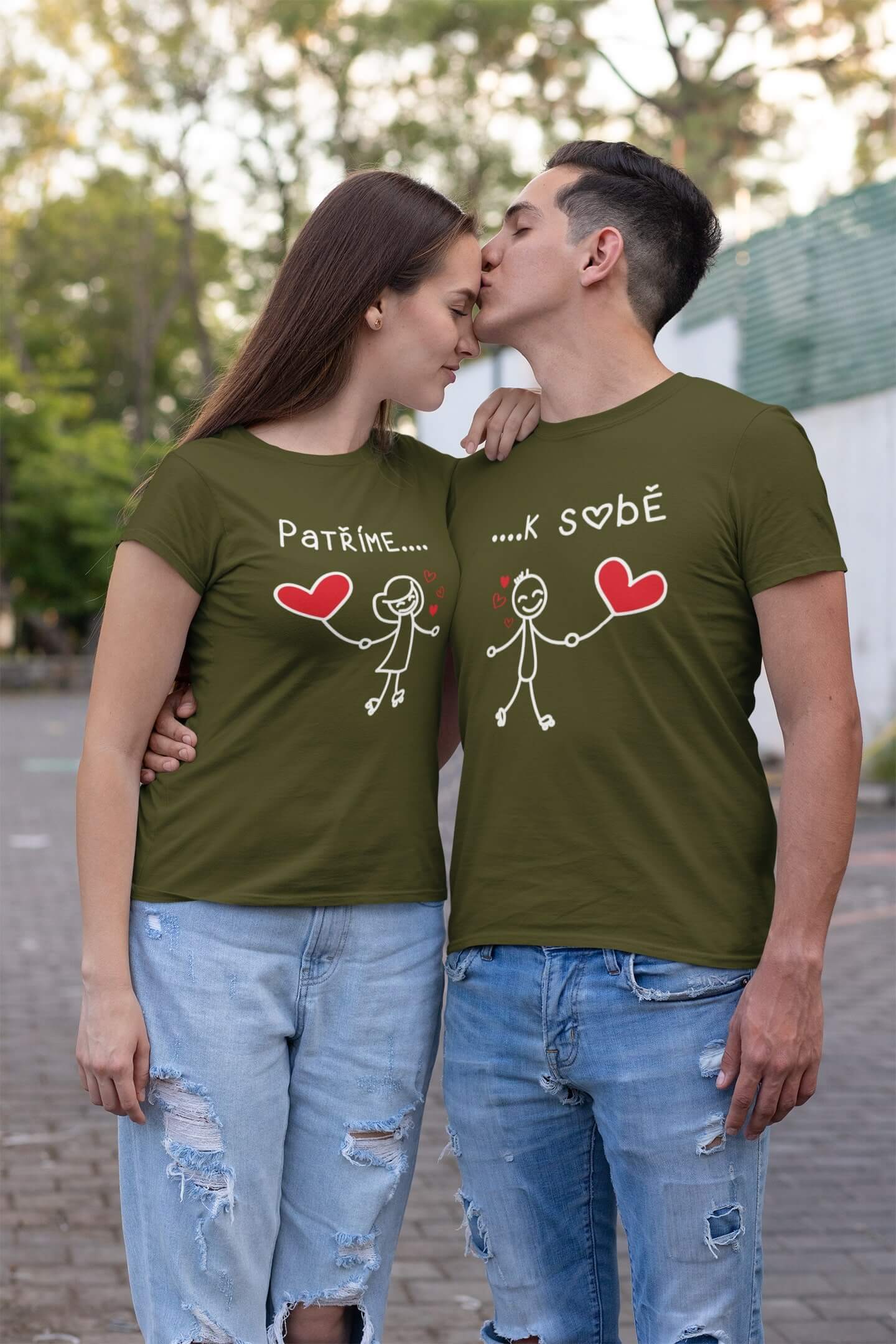 Trička pro puzzle Patříme k sobě Barva: Khaki, Dámska velikost: XS, Pánska velikost: 4XL