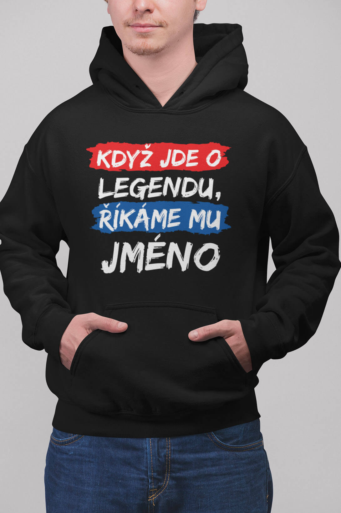 Pánská mikina Když jde o legendu s vlastním jménem Barva: Černá