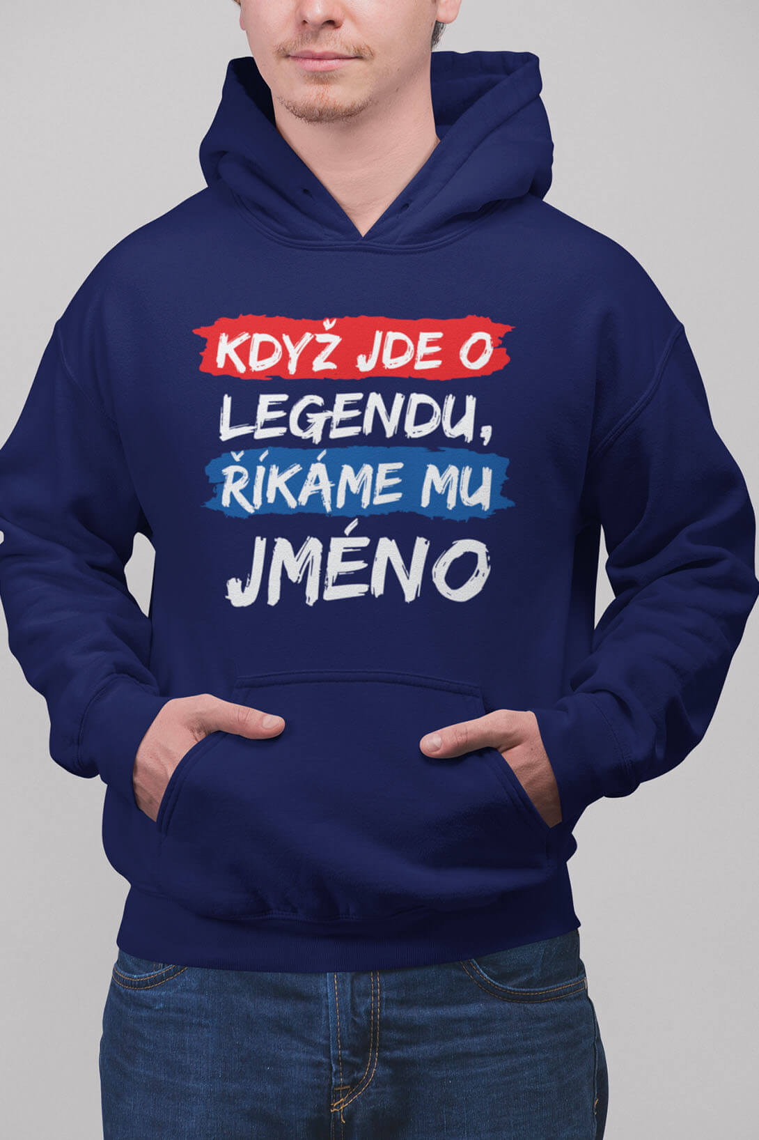 Pánská mikina Když jde o legendu s vlastním jménem Barva: Kráľovská modrá