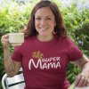 mockup of a happy middle aged woman wearing a t shirt while having a coffee in the backyard a16192 (3)