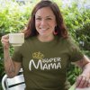 mockup of a happy middle aged woman wearing a t shirt while having a coffee in the backyard a16192 (4)