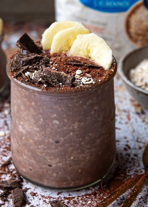 Čokoládová ovesná kaše přes noc