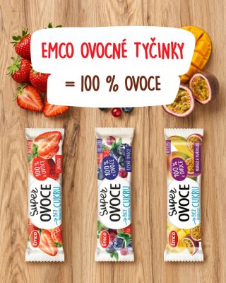 Emco Tyčinky Super ovoce jsou 100 % ovoce!⁠ ⁠ Jen ovoce, které máte vždy po ruce! Rychle, chutně a kdykoliv chcete. 😏⁠ ⁠...