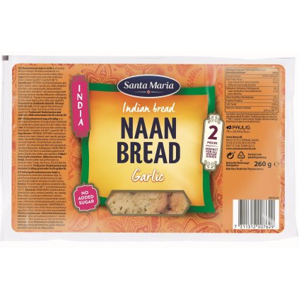 Naan indický chlieb predpečený cesnak, 260 g