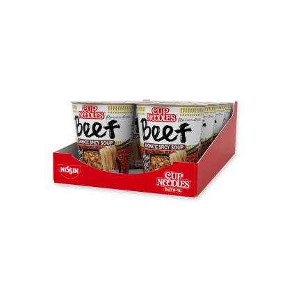 Nissin cup noodles beef, karton 8x64 g