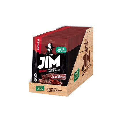 Jim Jerky hovädzie s príchuťou barbecue, kartón 30x23 g