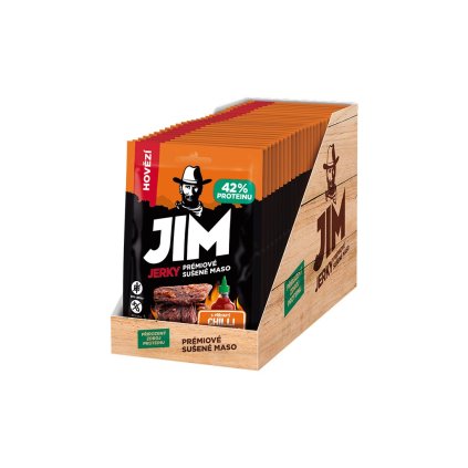 Jim Jerky hovädzie s príchuťou chilli sriracha, kartón 30x23 g