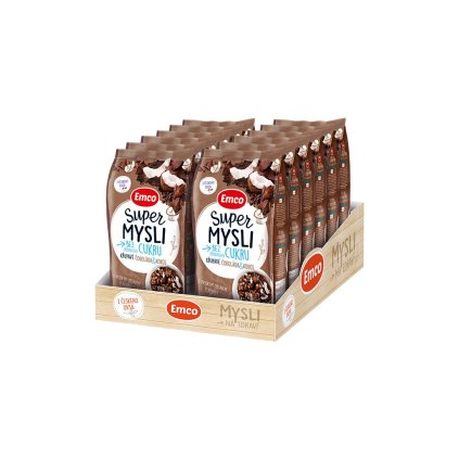Super mysli bez pridaného cukru s čokoládou a kokosom, kartón 12 x 500 g