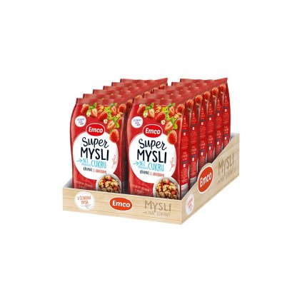 Super mysli bez pridaného cukru s jahodami, kartón 12 x 500 g