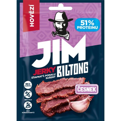 Jim Jerky biltong hovädzí cesnak, 20 g