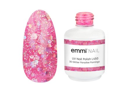 Emmi SHELLAC UV/LED Lak 3D GLITTER PARADISE FLAMINGO 15ML -L450-