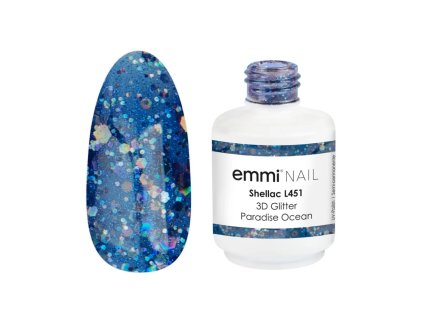Emmi SHELLAC UV/LED Lak 3D GLITTER PARADISE OCEAN 15ML -L451-