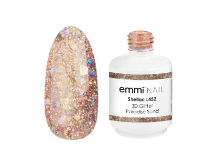 Emmi SHELLAC UV/LED Lak 3D GLITTER PARADISE SAND 15ML -L452-