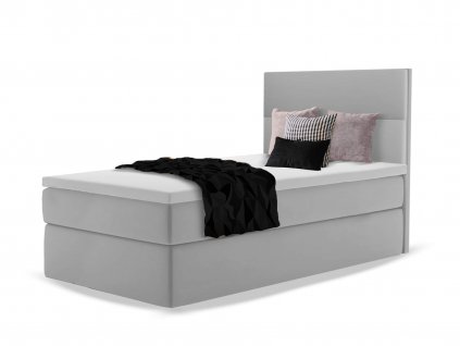 Mini 1 szürke ágyneműtartós boxspring ágy matraccal 90x200