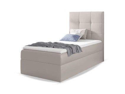 Mini 2 bézs ágyneműtartós boxspring ágy matraccal 90x200