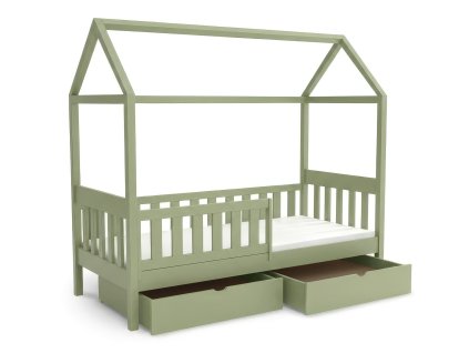 JOHNY olivazöld házikó ágy 80x180