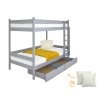 Paula 2 tömör szürke emeletes ágy 90x200